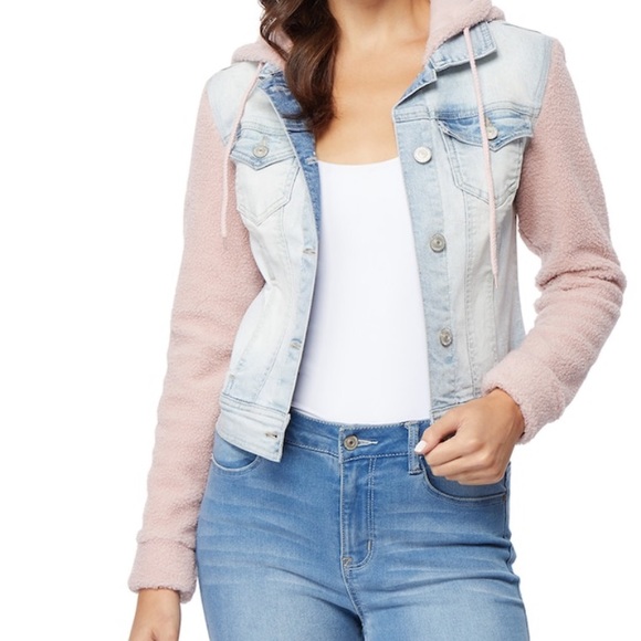 pink sherpa denim jacket